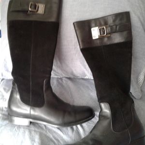 Aquatalia boots 6 black leather and suede